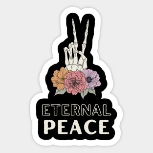 Eternal peace, skeleton hand, flowers Sticker